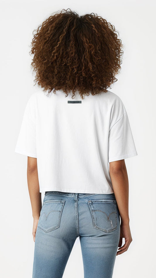 Female Oversized Crop White