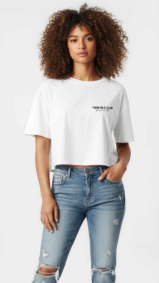 Female Oversized Crop White