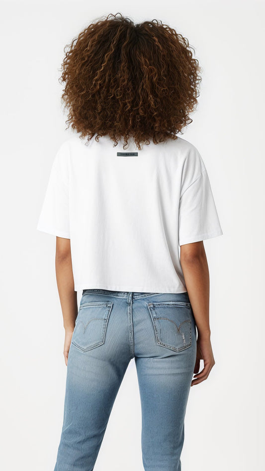 Female Oversized Crop White